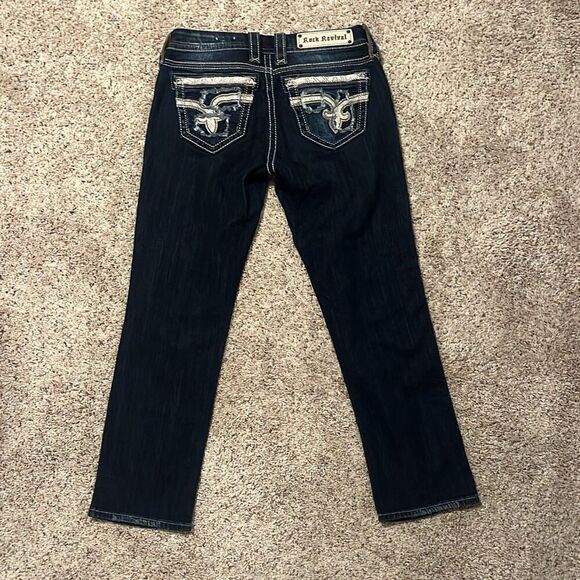 Rock Revival Nancy Dark Denim Easy Crop Size 26 - Picture 3 of 10